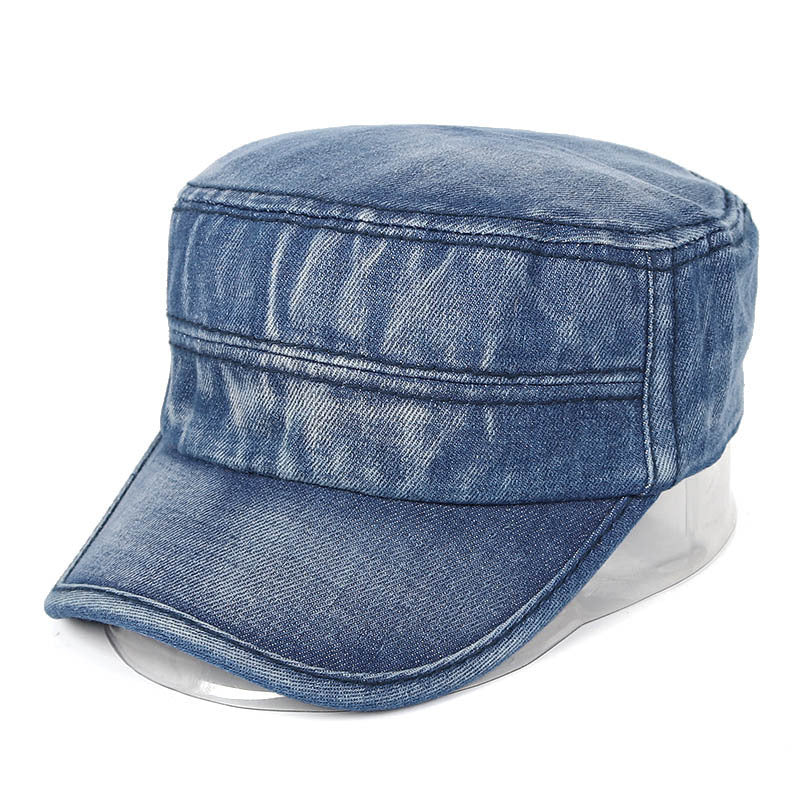 Men's And Women's Old Washed Denim Flat Hats