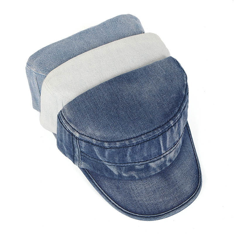 Men's And Women's Old Washed Denim Flat Hats