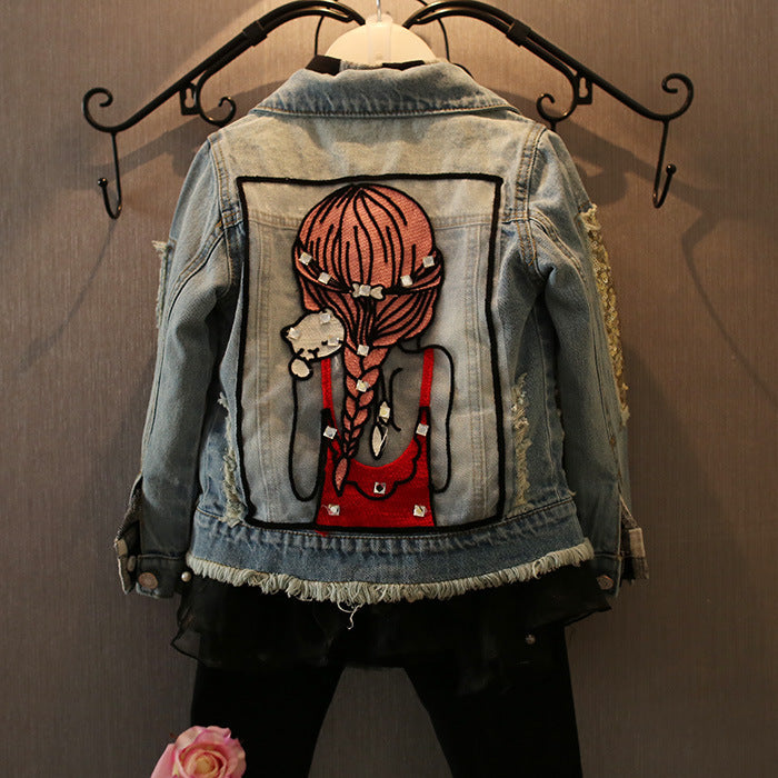 Girls Denim Jacket Chun Qiu Zhuang Jeans