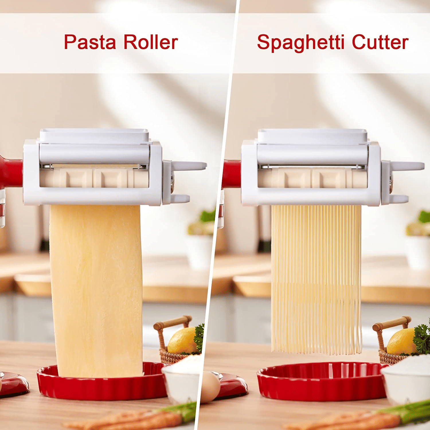 IAGREEA Pasta Maker Attachment 3 in 1 for KitchenAid Stand Mixers IncludedPasta Sheet Roller, Spaghetti Cutter, Fettuccine Cutter Maker,For KitchenAid Vertical Mixer(Machine Is Not Included)