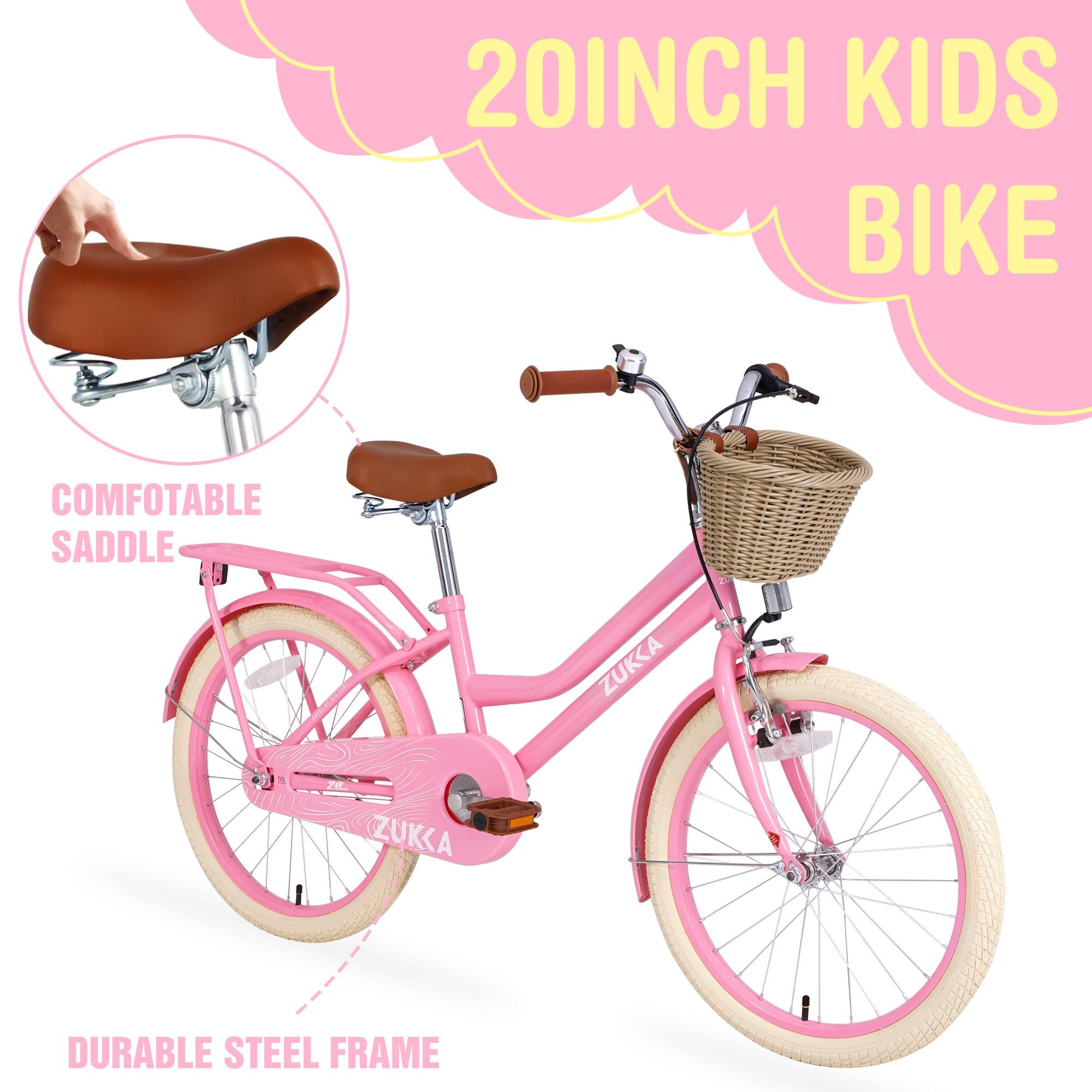 Multiple Colors,Girls Bike with Basket for 7-10 Years Old Kids,20 inch wheel ,No Training Wheels Included