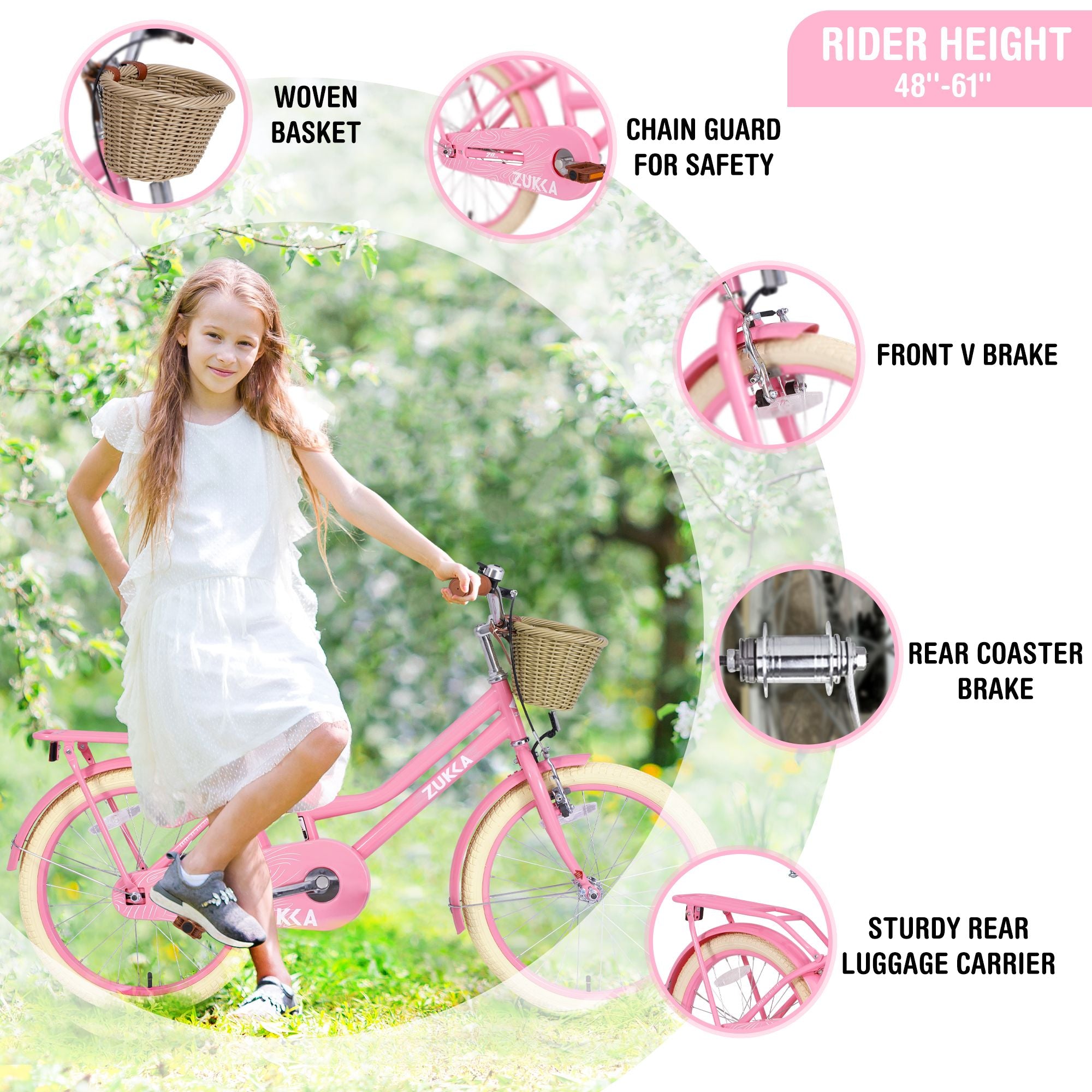 Multiple Colors,Girls Bike with Basket for 7-10 Years Old Kids,20 inch wheel ,No Training Wheels Included