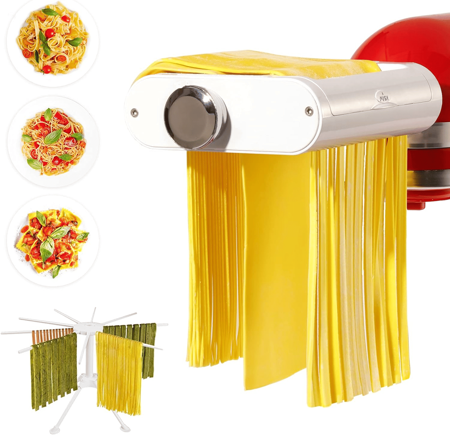 IAGREEA Pasta Maker Attachment 3 in 1 for KitchenAid Stand Mixers IncludedPasta Sheet Roller, Spaghetti Cutter, Fettuccine Cutter Maker,For KitchenAid Vertical Mixer(Machine Is Not Included)