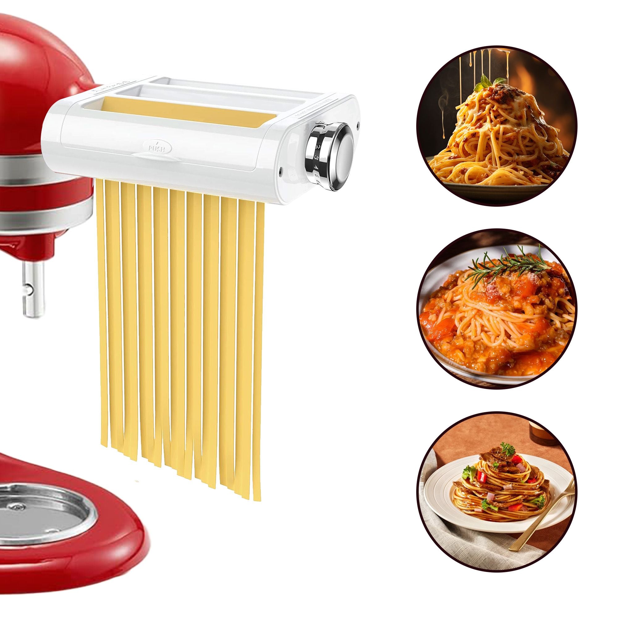 IAGREEA Pasta Maker Attachment 3 in 1 for KitchenAid Stand Mixers IncludedPasta Sheet Roller, Spaghetti Cutter, Fettuccine Cutter Maker,For KitchenAid Vertical Mixer(Machine Is Not Included)